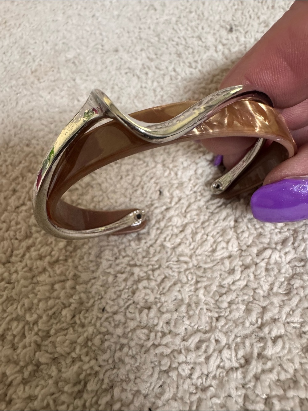 Paparazzi Two-Tone Wave Cuff Bracelet in Brown and Silver